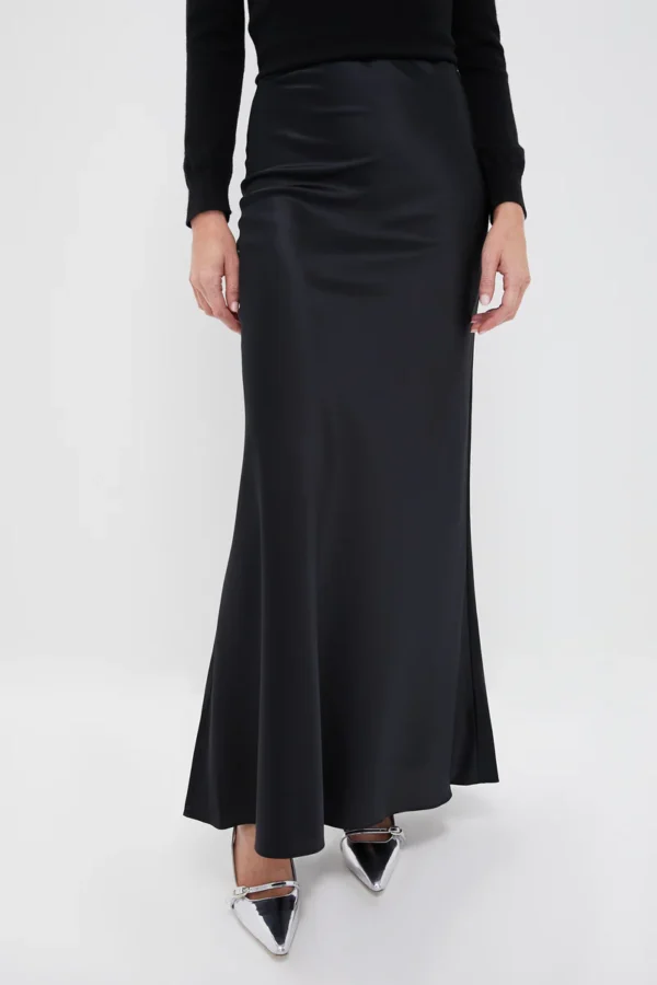 STAUD Black Odin Silk Skirt