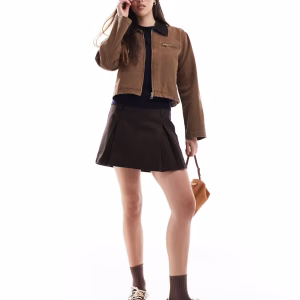 ONLY cropped barn jacket with corduroy collar in beige
