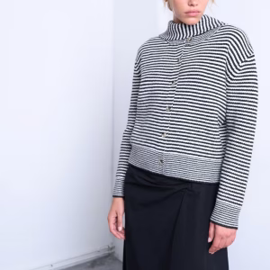 Topshop knit striped cardigan and scarf in black and white