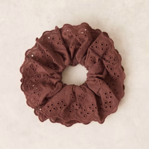 DesignB London eyelet scrunchie in chocolate brown