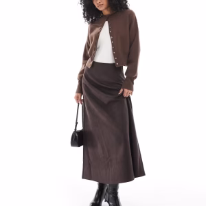 ONLY faux suede maxi skirt in brown