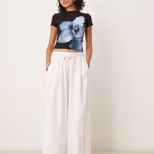 ASOS DESIGN baby tee with floral graphic in black