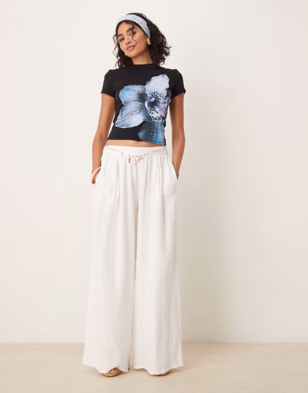 ASOS DESIGN baby tee with floral graphic in black