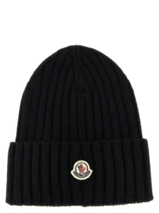 Moncler Logo Patch Ribbed Beanie