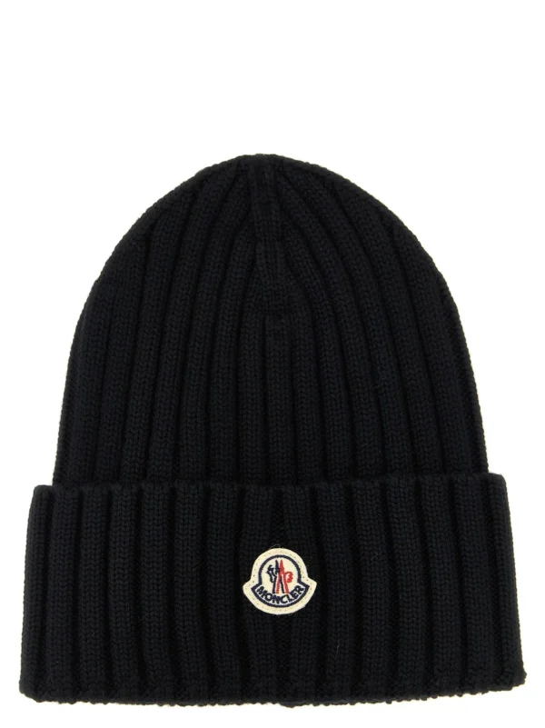 Moncler Logo Patch Ribbed Beanie