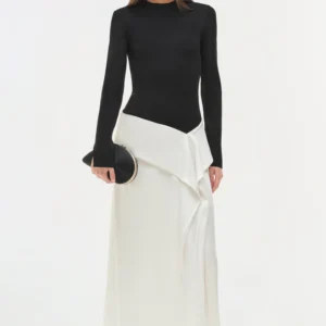 Ornella Knit Satin Midi Dress