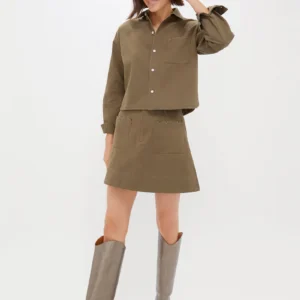 Army Green Chino Cropped Jasper Button Down