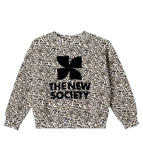 The New Society Leopard-print logo cotton sweatshirt