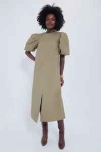Hyacinth House Olive Quilted Fowler Midi Dress