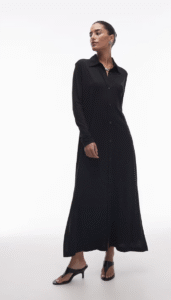 ARKET stretch a-line midi shirt dress in black