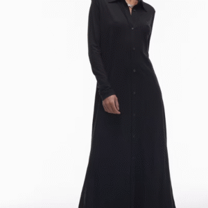 ARKET stretch a-line midi shirt dress in black