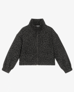 NAME IT Girls Brown & Black Animal Print Denim Jacket