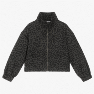 NAME IT Girls Brown & Black Animal Print Denim Jacket