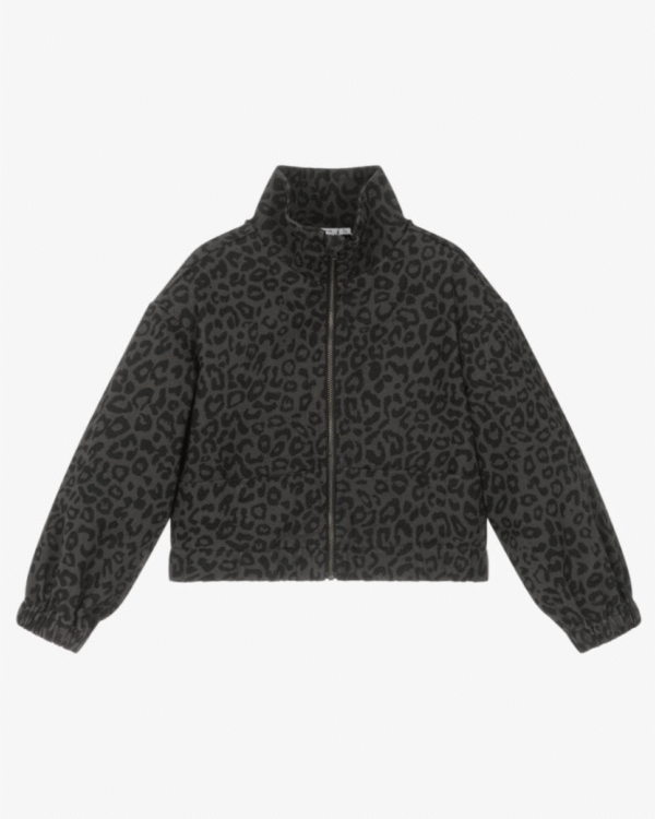 NAME IT Girls Brown & Black Animal Print Denim Jacket