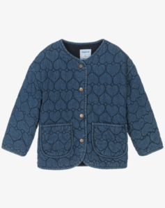 Mayoral Girls Blue Quilted Denim Heart Jacket