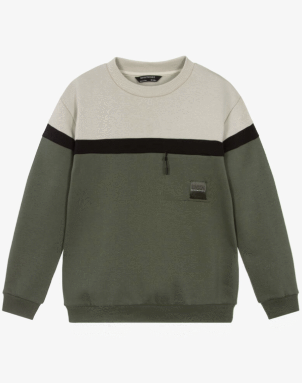 Mayoral Nukutavake Boys Green Colourblock Jersey Sweatshirt