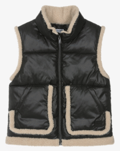 Mayoral Girls Black Padded Gilet with Sherpa Fleece Trim