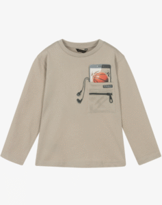 Mayoral Boys Beige Cotton Jersey Pocket Top
