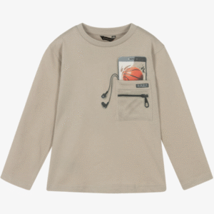 Mayoral Boys Beige Cotton Jersey Pocket Top