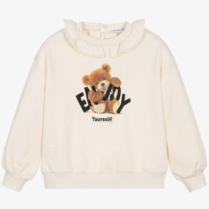 Mayoral Girls Ivory Cotton Teddy Print Sweatshirt