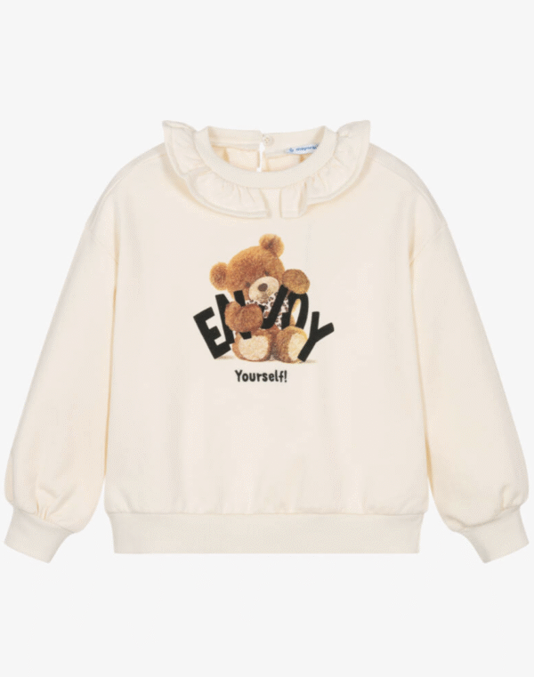 Mayoral Girls Ivory Cotton Teddy Print Sweatshirt