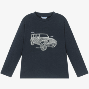 Mayoral Boys Navy Blue Cotton Car Print Top