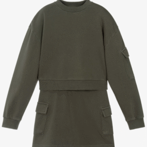 Mayoral Girls Khaki Green Cotton Jersey Cargo Skirt Set