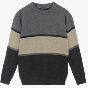 Mayoral Nukutavake Boys Grey Cotton & Wool Colourblock Sweater