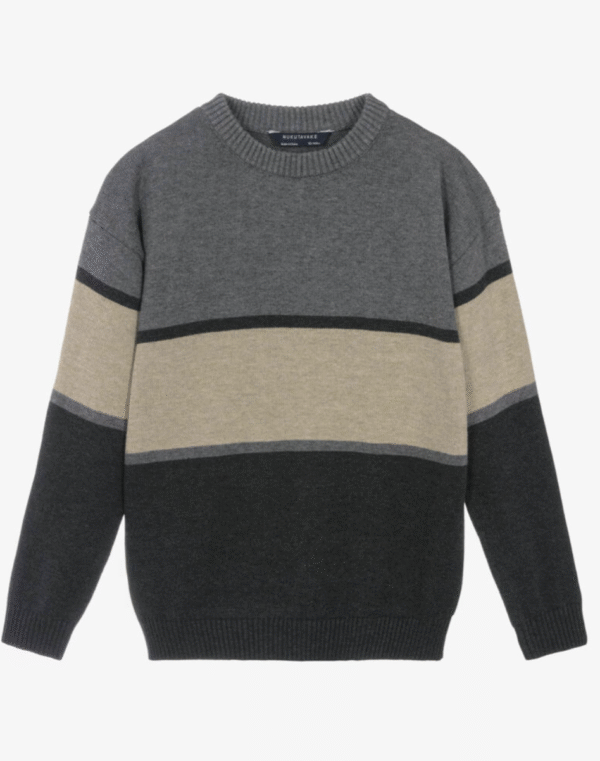 Mayoral Nukutavake Boys Grey Cotton & Wool Colourblock Sweater