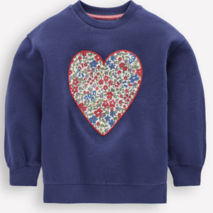 Bobbie Appliqué Sweatshirt Starboard Blue Hearts