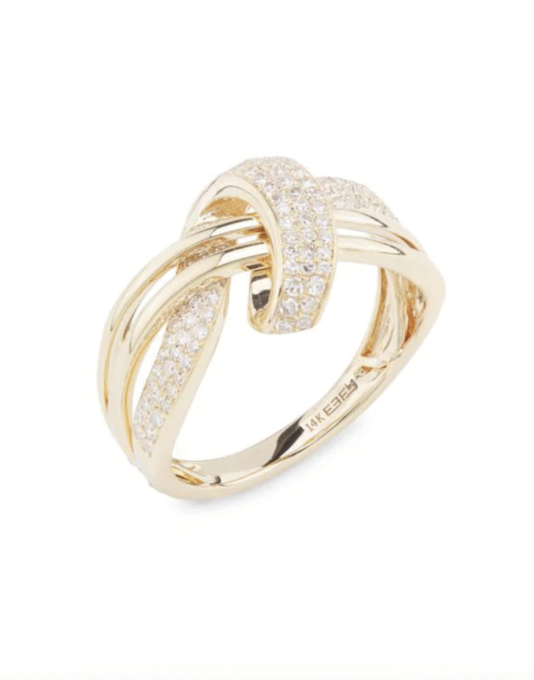 14K Yellow Gold & 0.41 TCW Diamond Crossover Ring