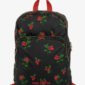 Mini Rodini Girls Black Canvas Berry Print Backpack