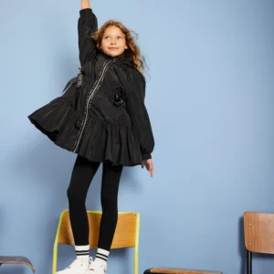 River Island Black Girls Peplum Rain Mac Coat
