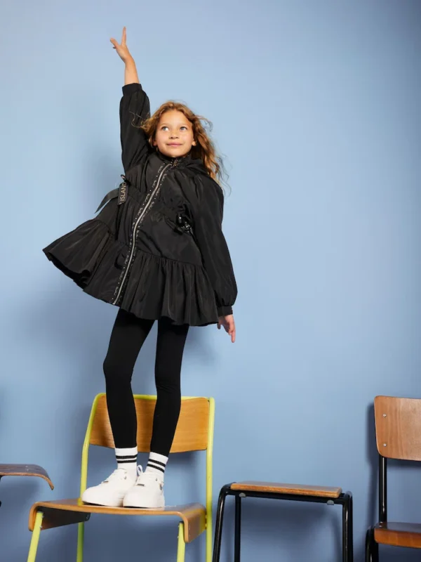 River Island Black Girls Peplum Rain Mac Coat