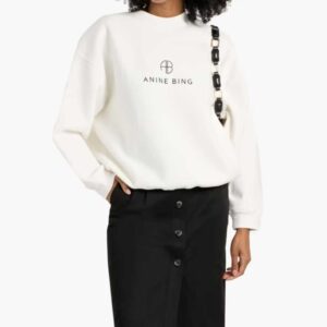 ANINE BING Jaci printed cotton-blend fleece sweatshirt