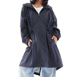 ASOS DESIGN Petite contrast detail rubberized rain trench