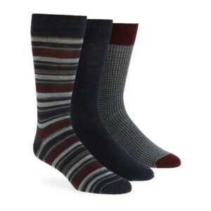 Assorted 3-Pack Ribbed Merino Wool Blend Dress Socks