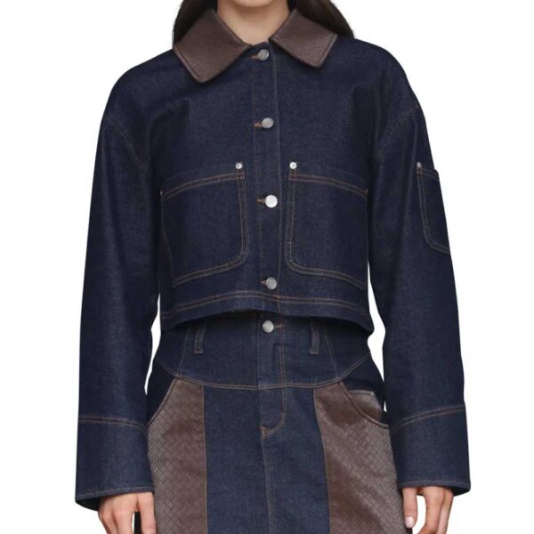 Avec Les Filles Crop Denim Jacket Rinsechocolate