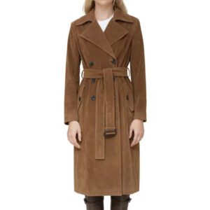 Avec Les Filles Faux Suede Double Breasted Belted Coat
