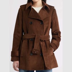 BCBGMAXAZRIA Belted Corduroy Trench Coat