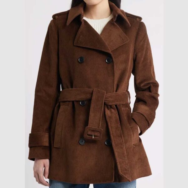 BCBGMAXAZRIA Belted Corduroy Trench Coat