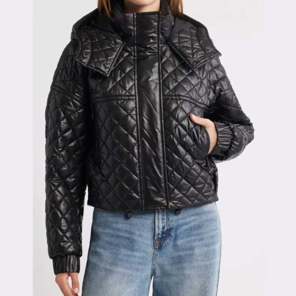 BCBGMAXAZRIA Quilted Hooded Crop Jacket