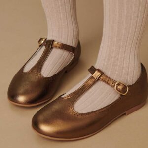 Bronze Leather Girl T-Bar Shoes