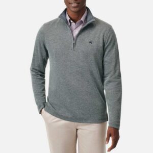 Brooks Brothers Heathered Piqué Half Zip Pullover
