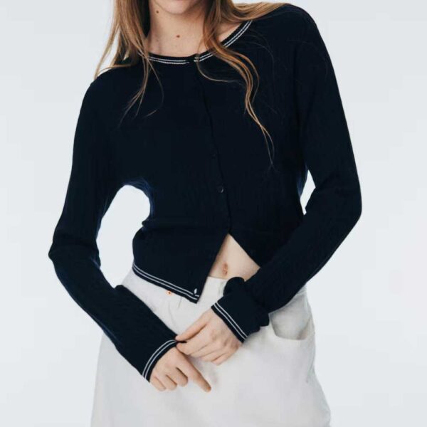 Cable-Knit Cardigan Navy blue