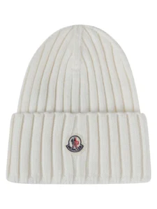 Moncler Logo Patch Ribbed Beanie
