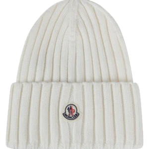 Moncler Logo Patch Ribbed Beanie