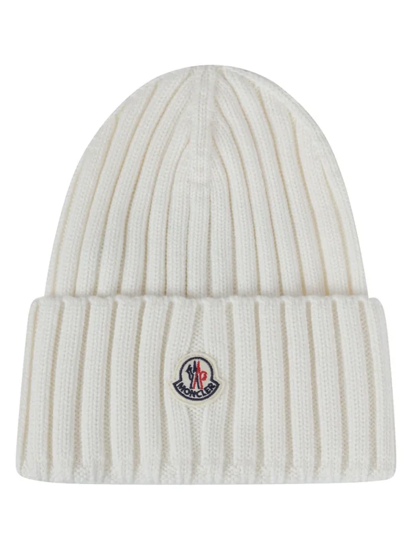 Moncler Logo Patch Ribbed Beanie