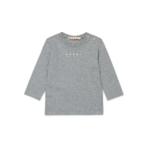 Marni Kids Logo Printed Long-Sleeved T-Shirt Grey