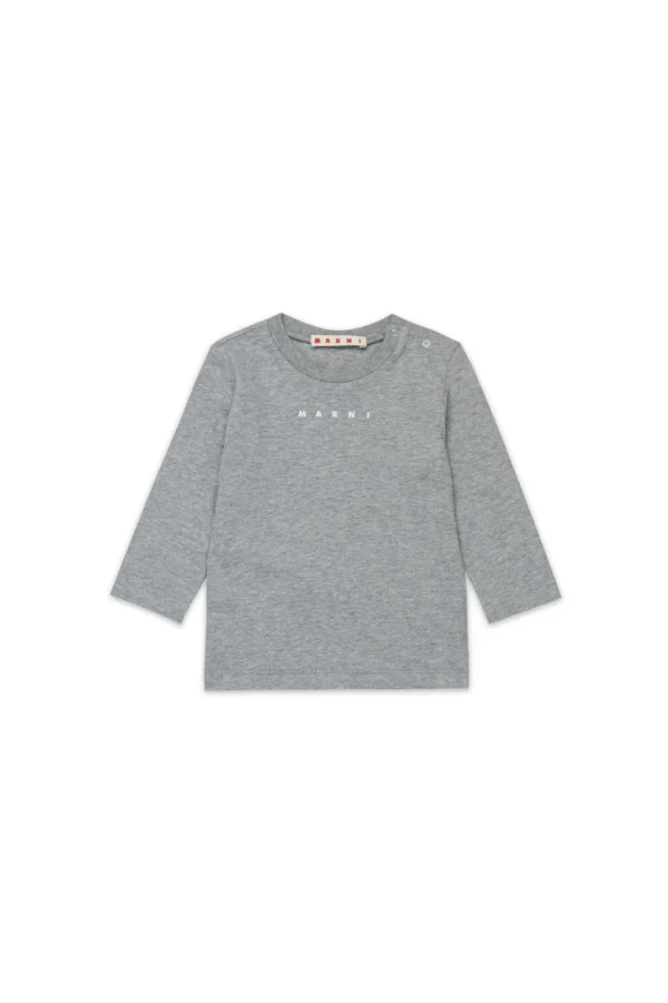 Marni Kids Logo Printed Long-Sleeved T-Shirt Grey